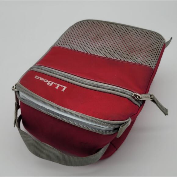 LL Bean Red and Gray Insulated Lunch Bag Cooler Tote Picnic All Around Zipper - Picture 7 of 16